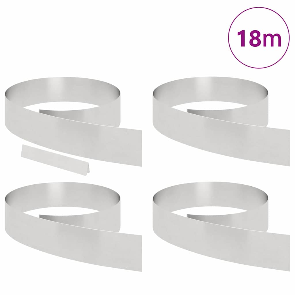 vidaXL Finitura per Prato da Giardino 4 pcs Argento 450 x 15 cm
