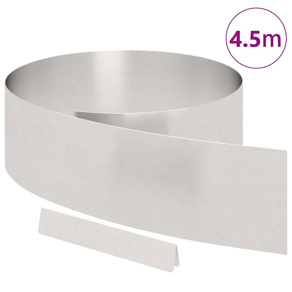 vidaXL Finitura per Prato da Giardino Argento 450 x 20 cm