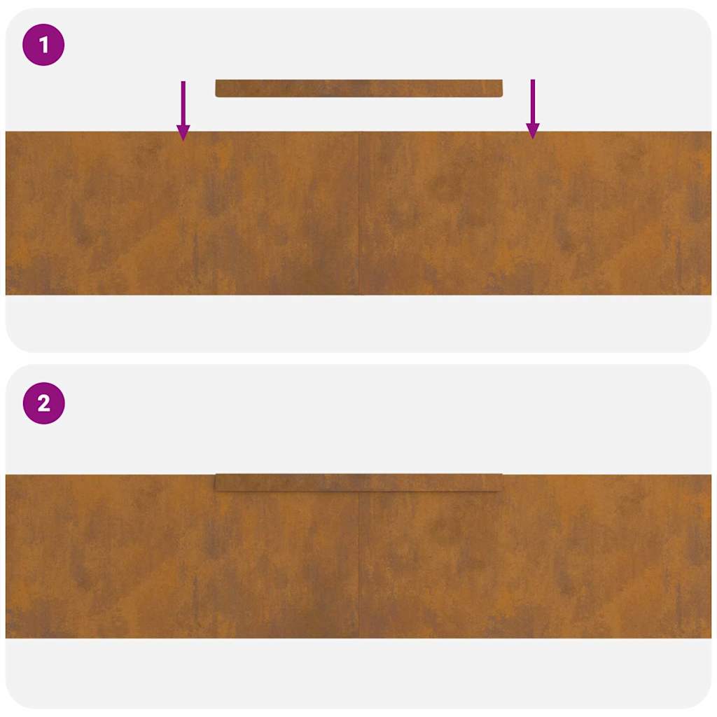 vidaXL Finitura per Prato da Giardino 4 pcs Ruggine 450 x 20 cm