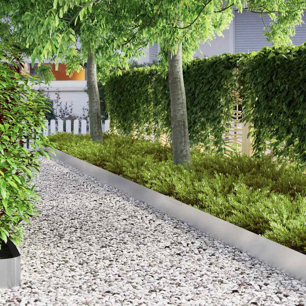 Finitura per Prato da Giardino 4 pcs Argento 450 x 25 cm 868035