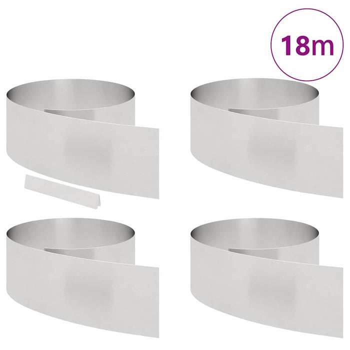 Finitura per Prato da Giardino 4 pcs Argento 450 x 25 cm 868035