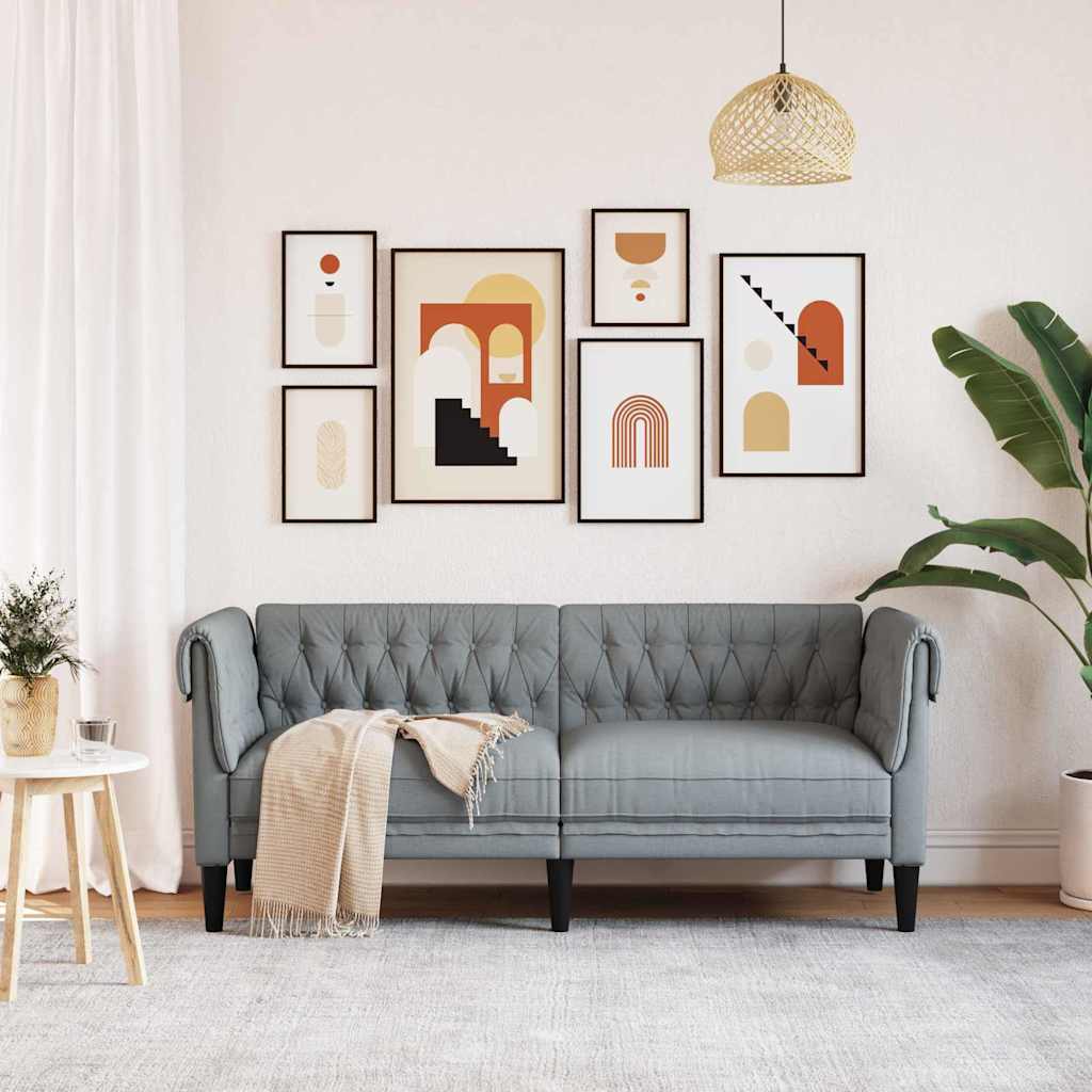 vidaXL Divano Chesterfield Grigio chiaro 182.5 x 74.5 x 74.5 cm