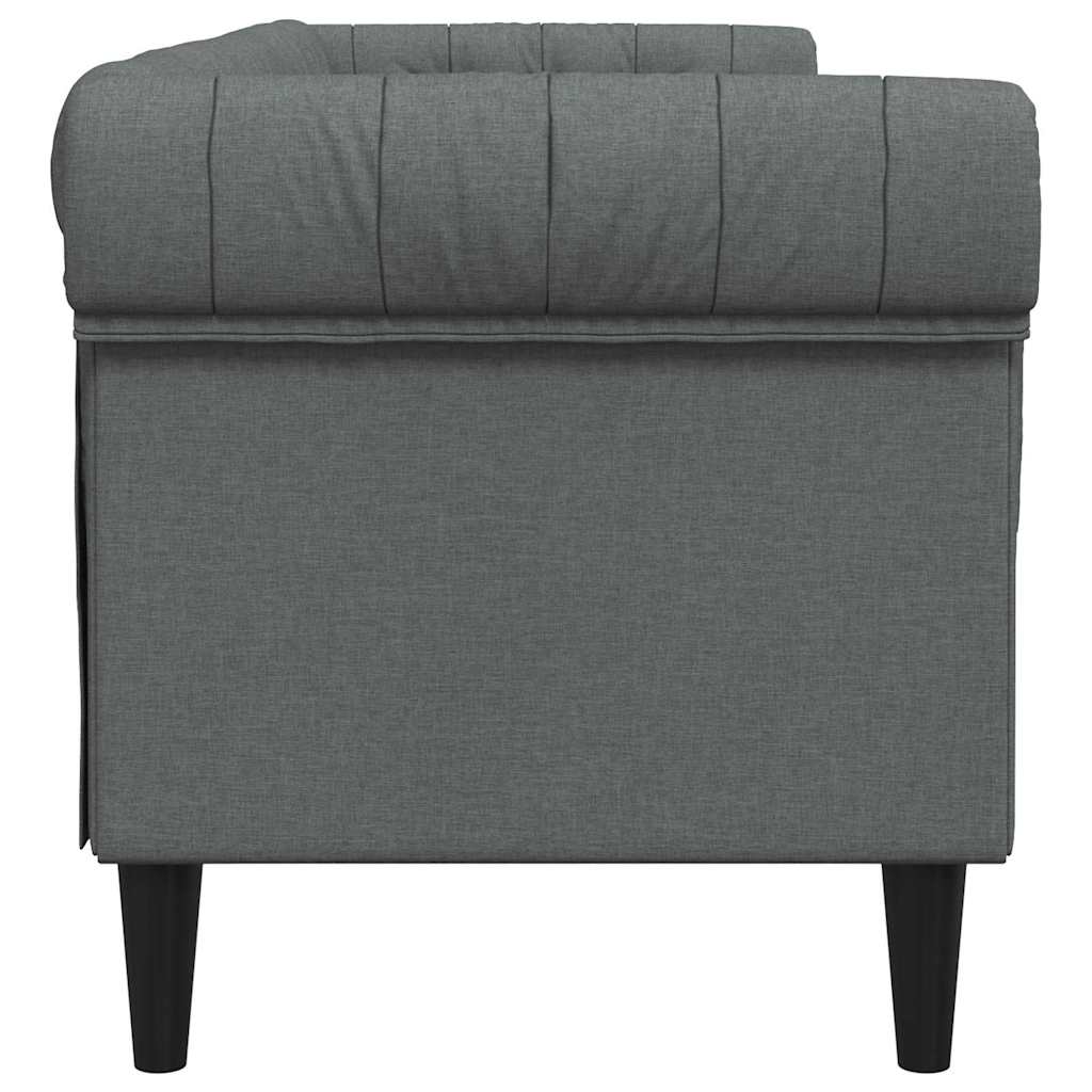 vidaXL Divano Chesterfield Grigio scuro 201.5 x 74.5 x 74.5 cm Tessuto