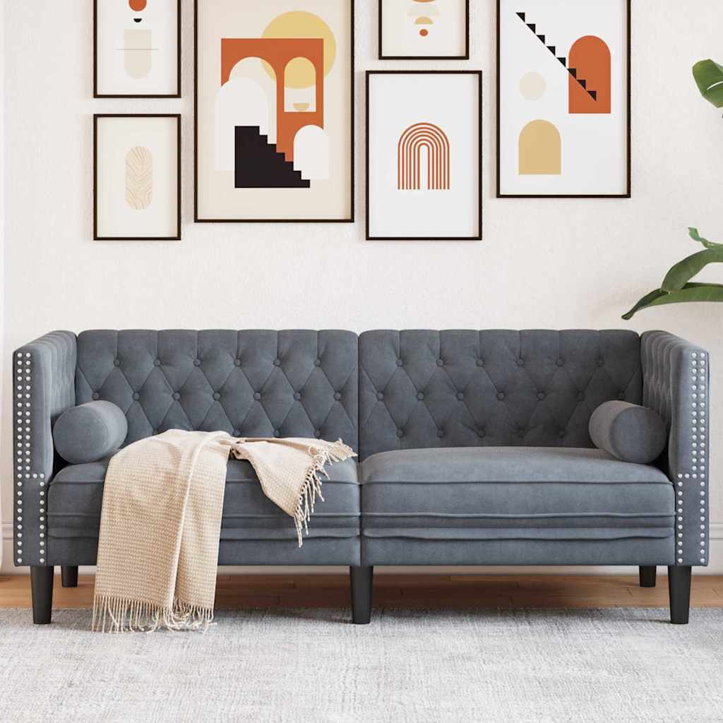 Divano-Sofa-Divanetto Grigio scuro 174 x 74,5 x 70,5 cm Velluto