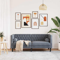 Divano Chesterfield Grigio scuro 174 x 74.5 x 70.5 cm Velluto 42013020