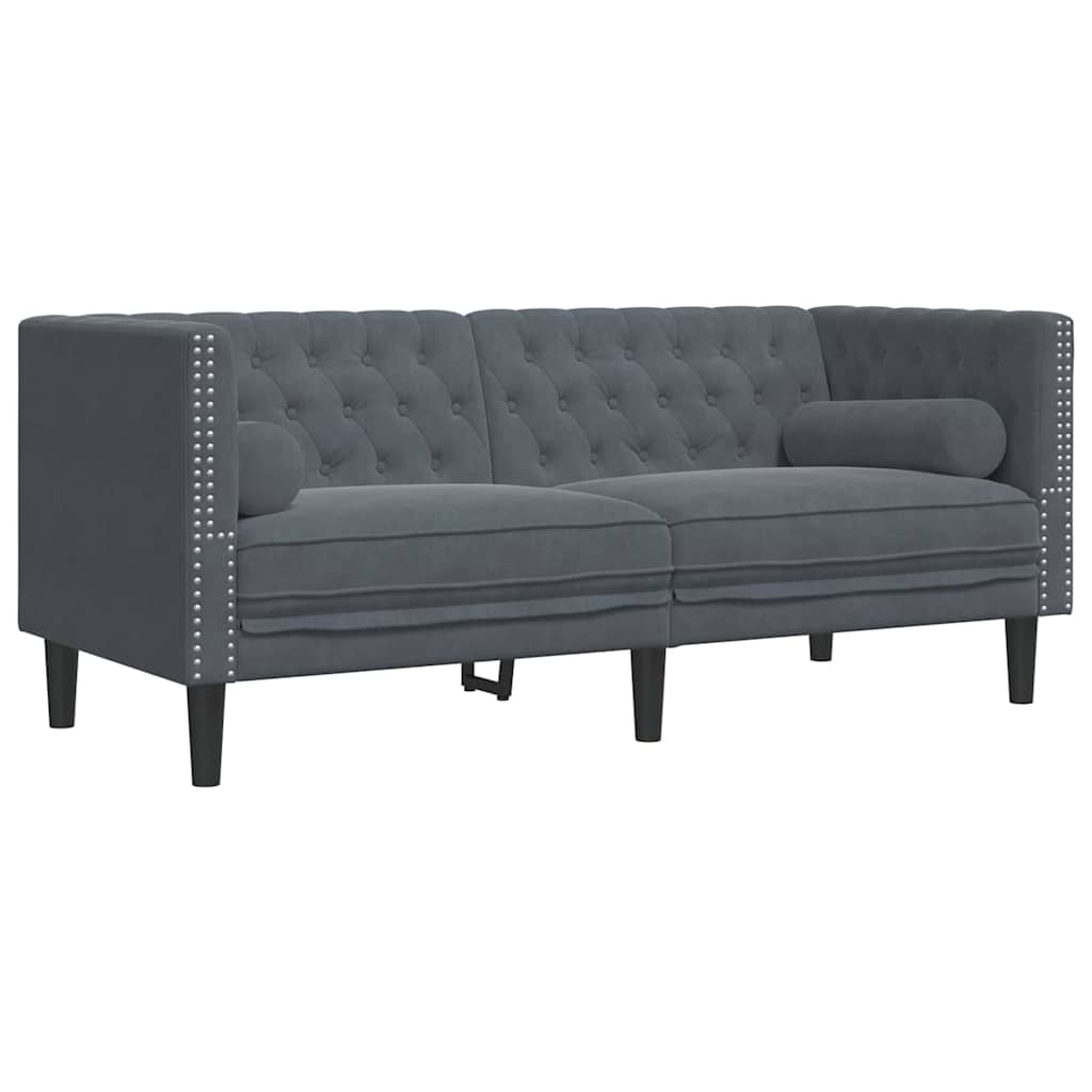 Divano-Sofa-Divanetto Grigio scuro 174 x 74,5 x 70,5 cm Velluto