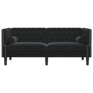 vidaXL Divano Chesterfield Argille Nero 174 x 74.5 x 70.5 cm Velluto