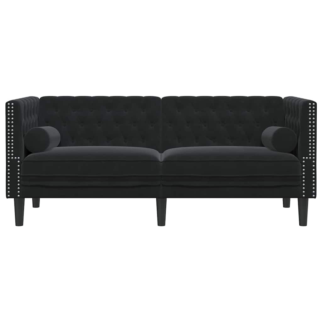 Divano Chesterfield Altro Nero 174 x 74.5 x 70.5 cm Velluto 42013021