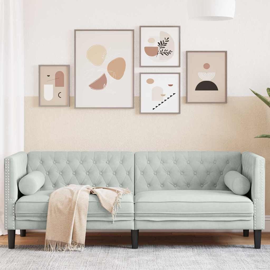 Divano-Sofa-Divanetto Grigio chiaro 194 x 74,5 x 70,5 cm Velluto