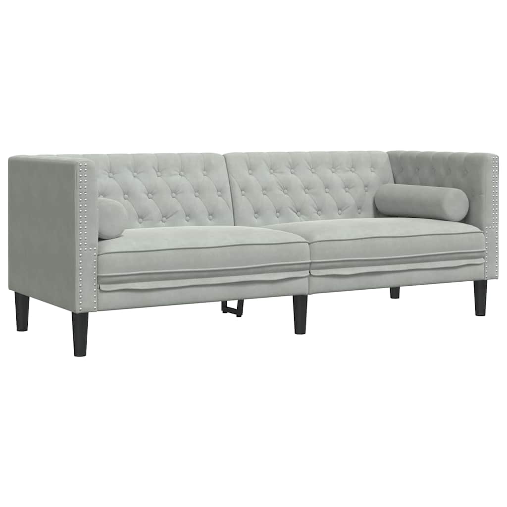 Divano-Sofa-Divanetto Grigio chiaro 194 x 74,5 x 70,5 cm Velluto