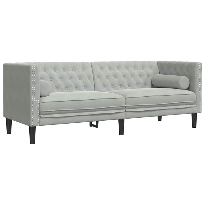 vidaXL Divano Chesterfield Grigio chiaro 194 x 74.5 x 70.5 cm Velluto