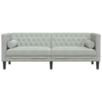 vidaXL Divano Chesterfield Grigio chiaro 194 x 74.5 x 70.5 cm Velluto