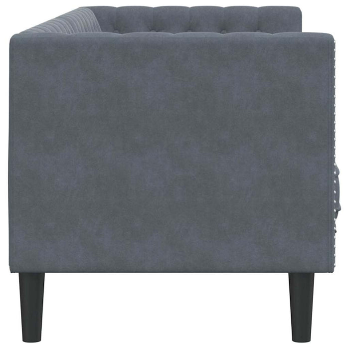 vidaXL Divano Chesterfield Grigio scuro 194 x 74.5 x 70.5 cm Velluto