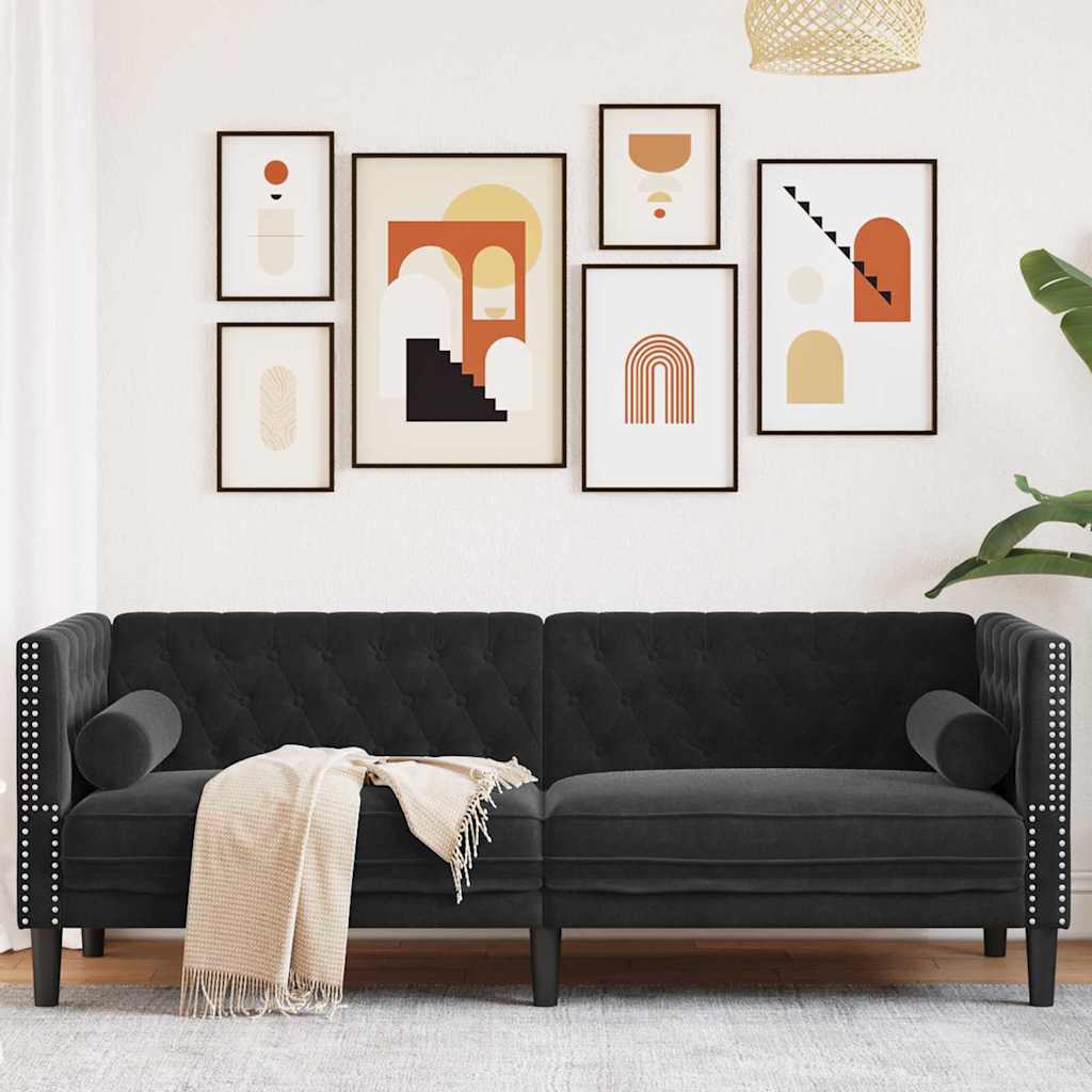 Divano Nero 194 x 74,5 x 70,5 cm Velluto