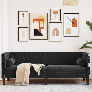 Divano Nero 194 x 74,5 x 70,5 cm Velluto