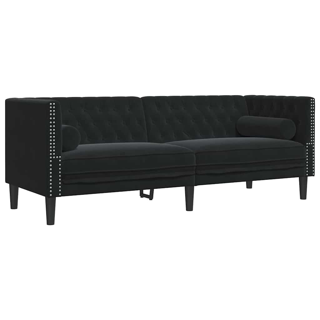 Divano Nero 194 x 74,5 x 70,5 cm Velluto