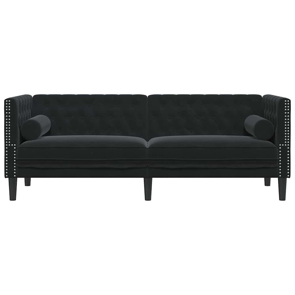 Divano Chesterfield Altro Nero 194 x 74.5 x 70.5 cm Velluto 42013024