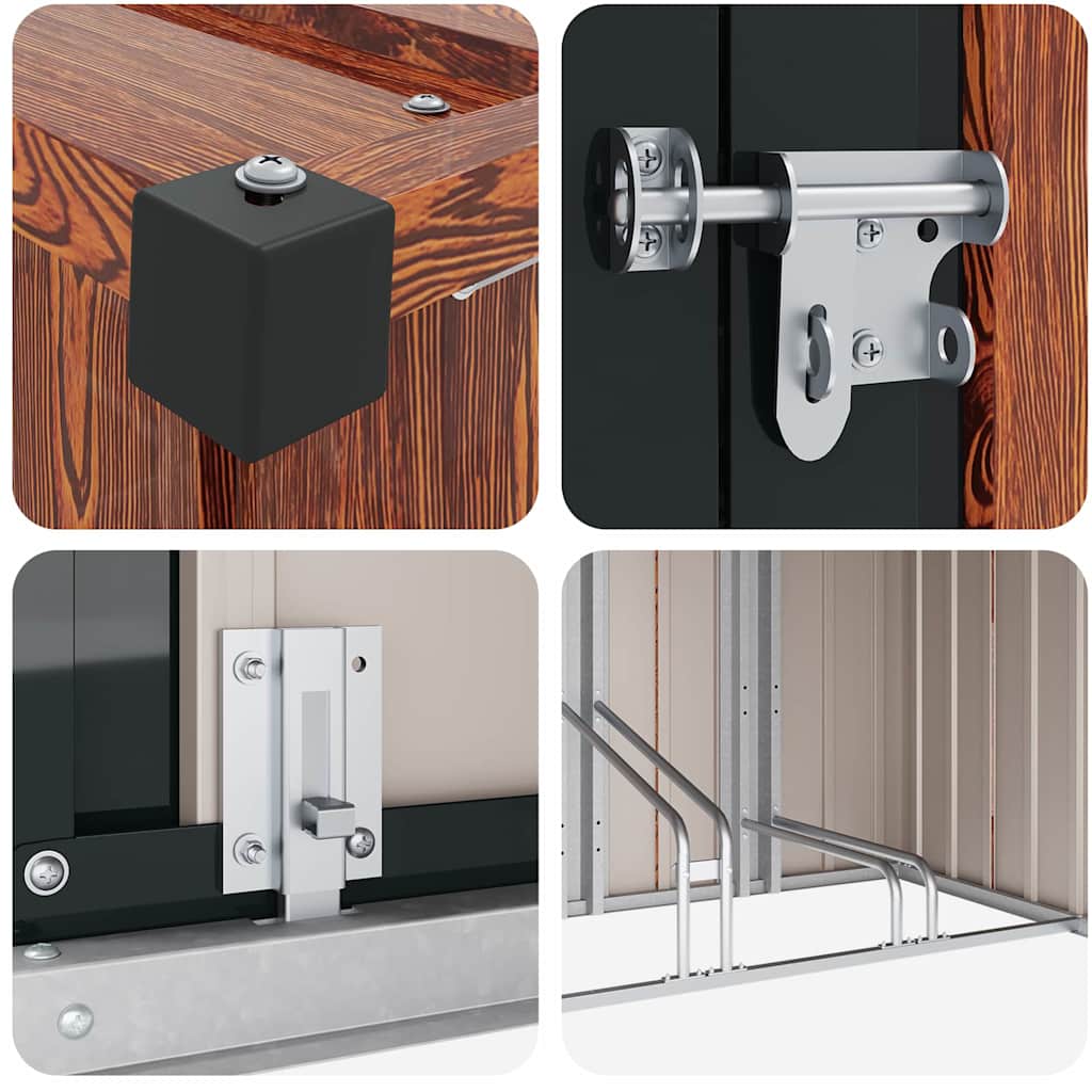 Capanno per Biciclette 3 pcs Marrone 215 x 206 x 157 cm Metallo 3385874