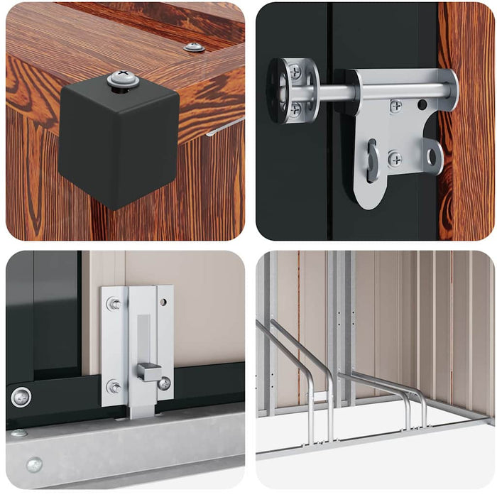 Capanno per Biciclette 3 pcs Marrone 215 x 206 x 157 cm Metallo 3385874