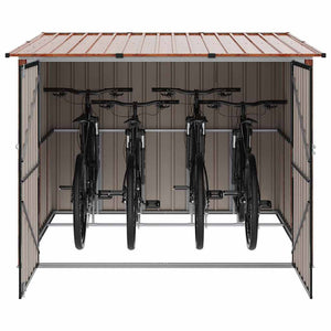 Capanno per Biciclette 3 pcs Marrone 215 x 206 x 157 cm Metallo 3385874