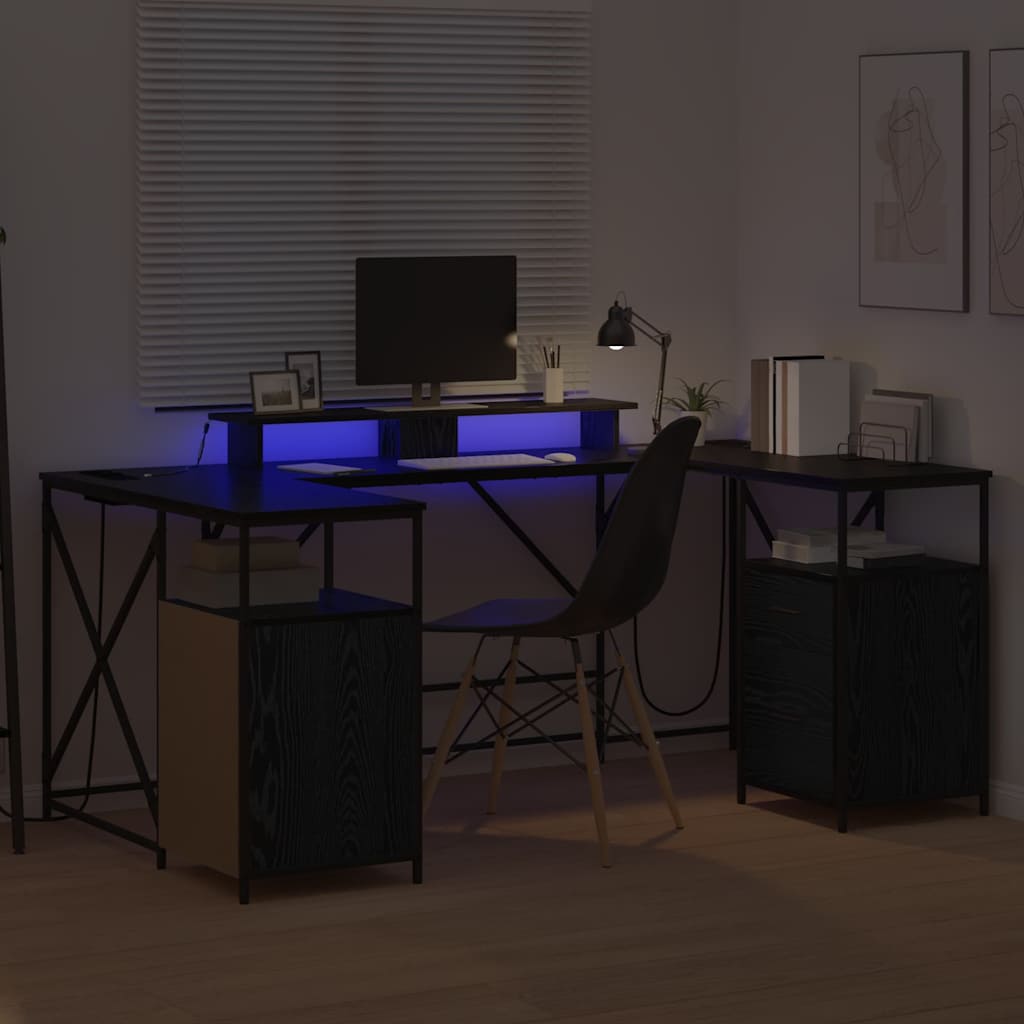 Scrivania Rovere nero 182 x 101 x 87.5 cm Legno multistrato 3376136