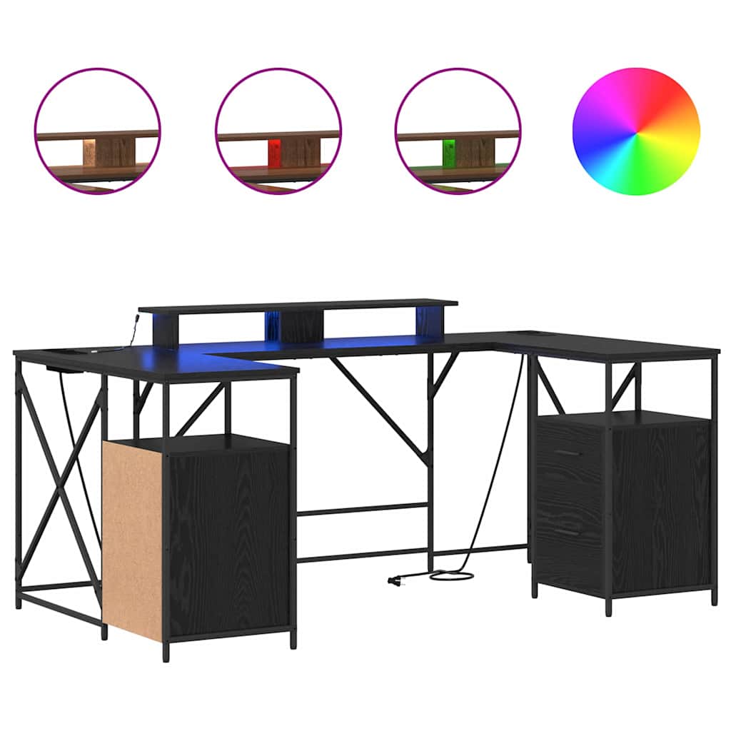 vidaXL Scrivania Rovere nero 182 x 101 x 87.5 cm Legno multistrato