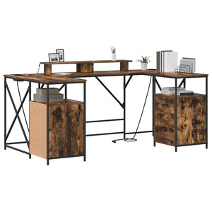 vidaXL Scrivania Rovere fumo 182 x 101 x 87.5 cm Legno multistrato