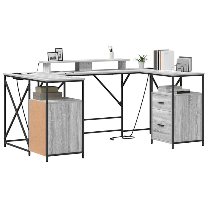 vidaXL Scrivania Grigio sonoma 182 x 101 x 87.5 cm Legno multistrato
