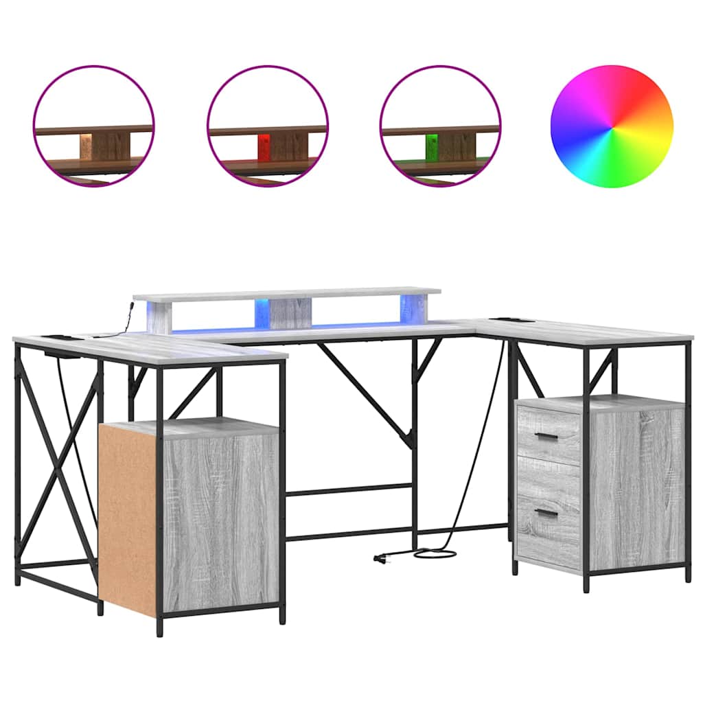 Scrivania Grigio sonoma 182 x 101 x 87.5 cm Legno multistrato 3376139