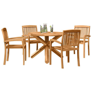 Set da Pranzo per Giardino 3 pcs Marrone Legno: Acacia solida 3255792
