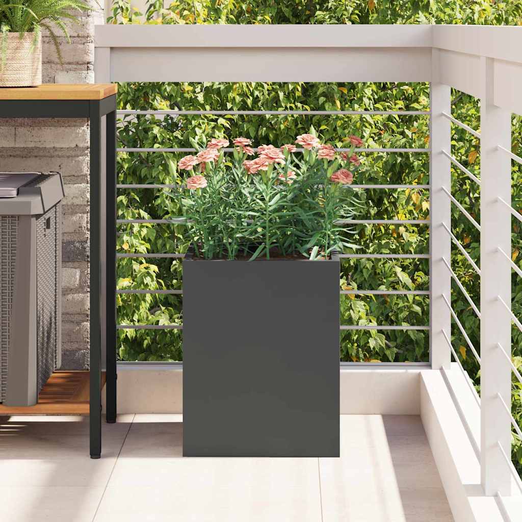 vidaXL Vaso da giardino Nero 32 x 32 x 40 cm Acciaio laminato a freddo