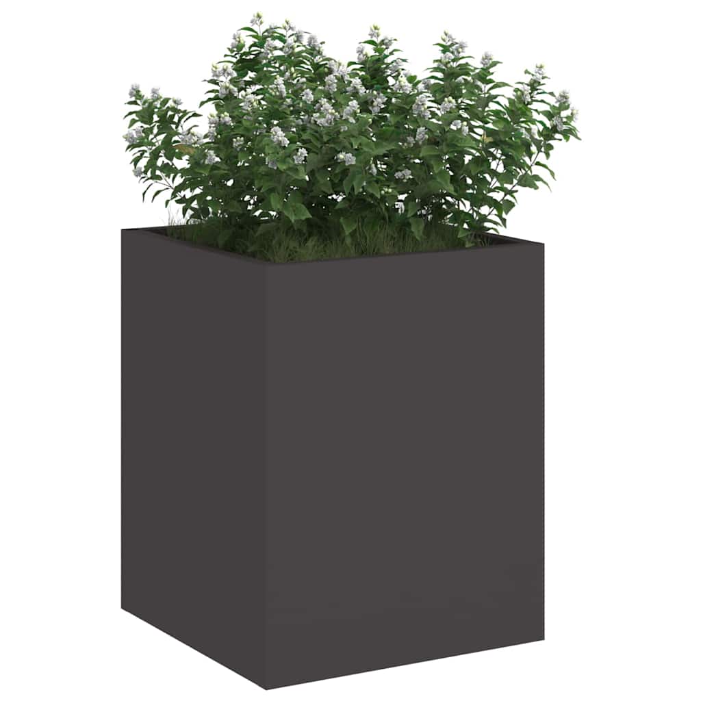 Vaso da giardino-Fioriera Esterno-Contenitore per Piante Nero 32 x 32 x 40 cm Acciaio laminato a freddo