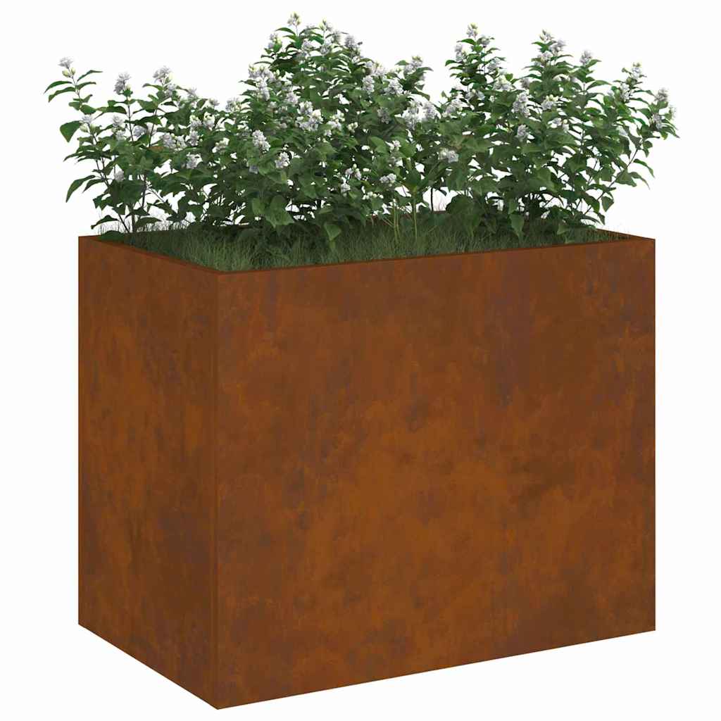 vidaXL Vaso da giardino Marrone 50 x 32 x 40 cm Acciaio invecchiato
