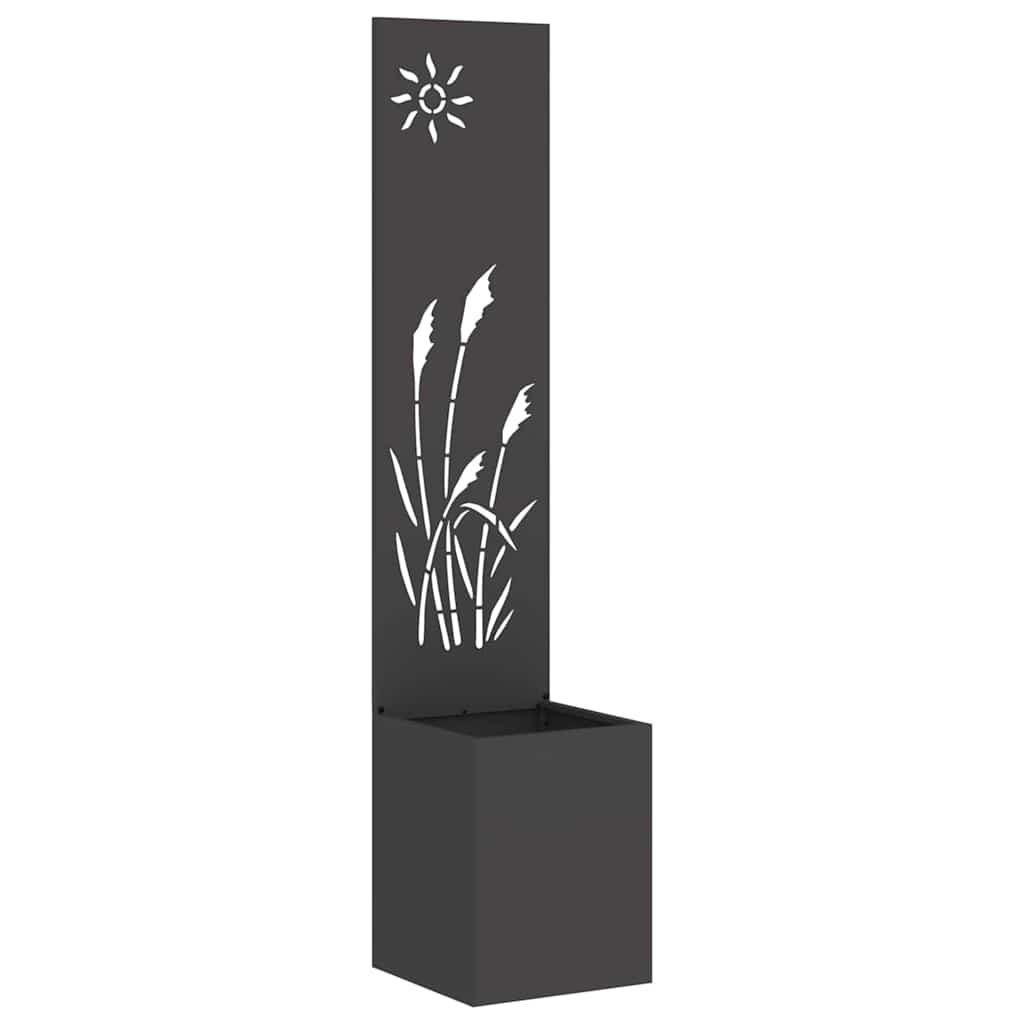 vidaXL Vaso da Giardino con Pannello Decorativo Nero 32 x 140 cm