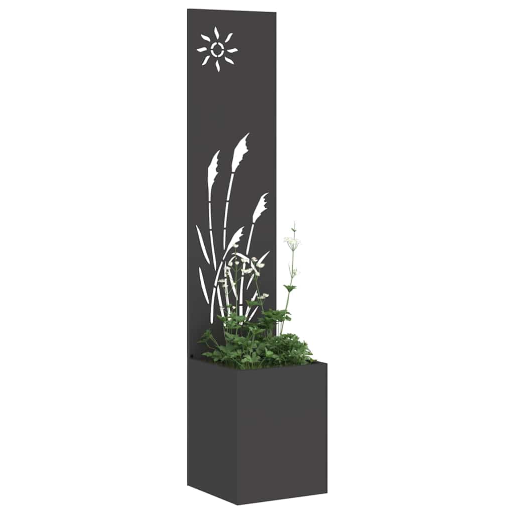 vidaXL Vaso da Giardino con Pannello Decorativo Nero 32 x 140 cm