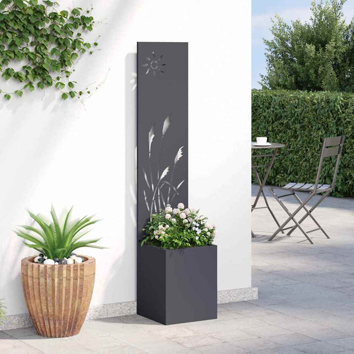 vidaXL Vaso da Giardino con Pannello Decorativo Antracite 32 x 140 cm