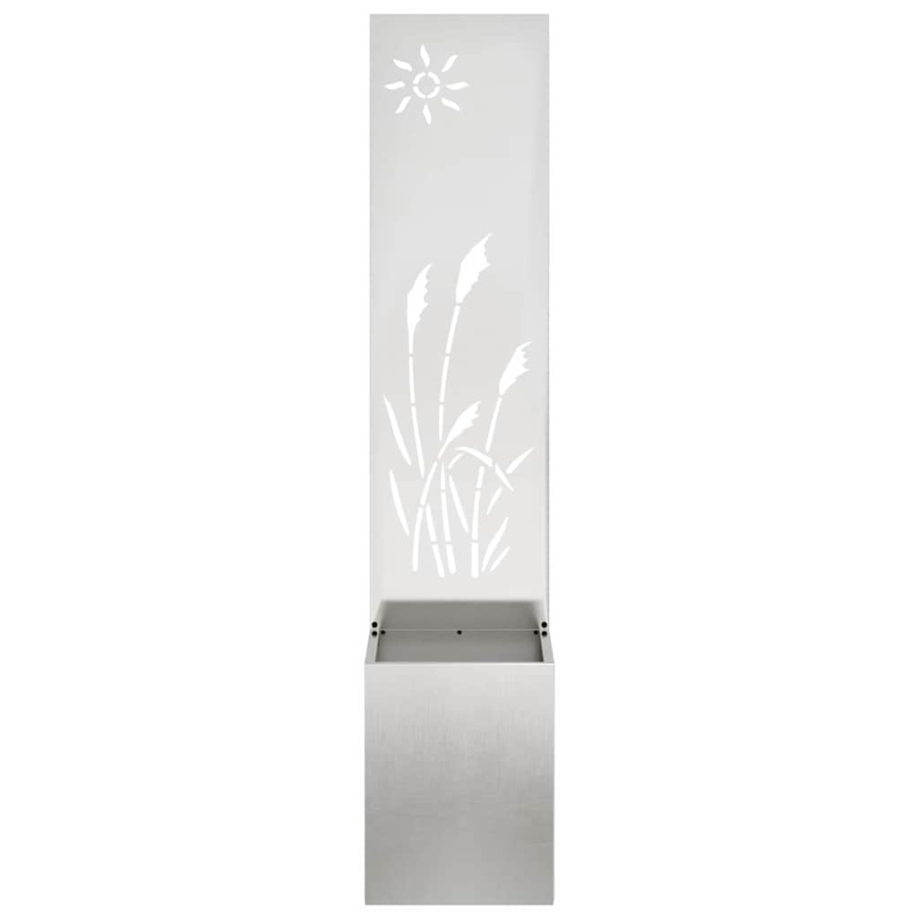 vidaXL Vaso da Giardino con Pannello Decorativo Argento 32 x 140 cm
