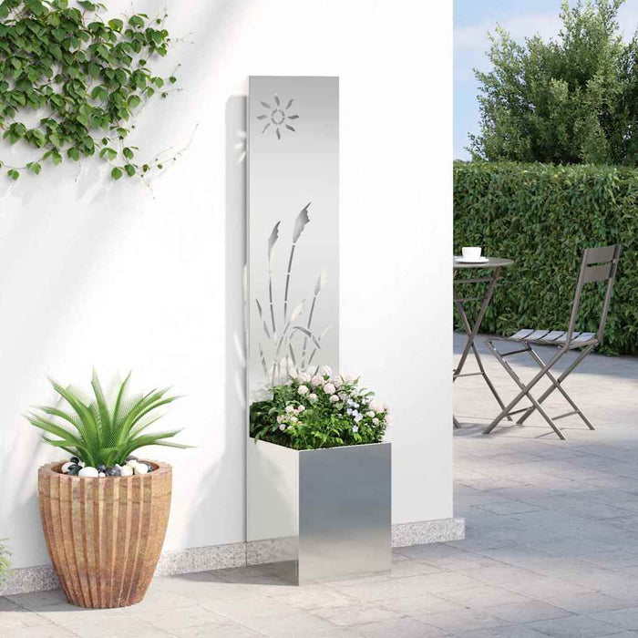 vidaXL Vaso da Giardino con Pannello Decorativo Argento 32 x 140 cm