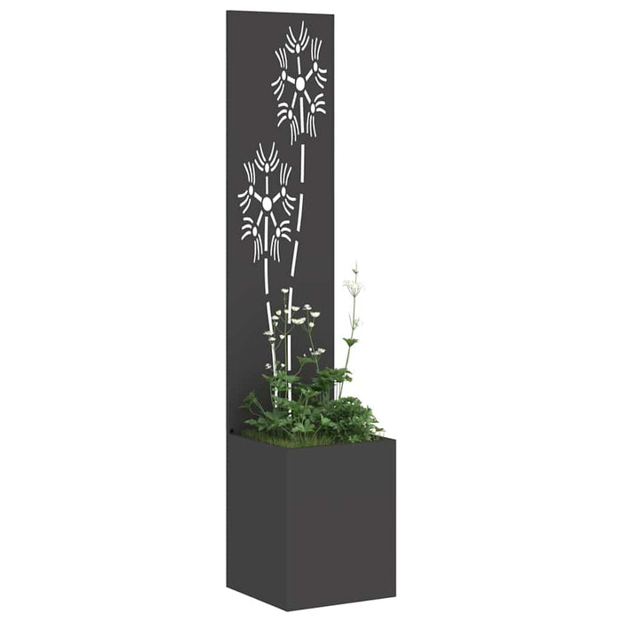 vidaXL Vaso da Giardino con Pannello Decorativo Nero 32 x 140 cm