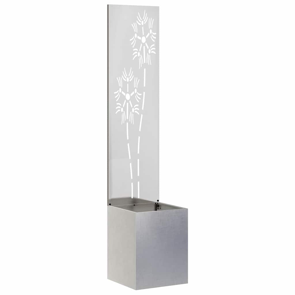 vidaXL Vaso da Giardino con Pannello Decorativo Argento 32 x 140 cm