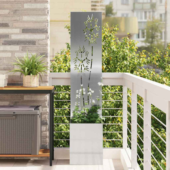 vidaXL Vaso da Giardino con Pannello Decorativo Argento 32 x 140 cm
