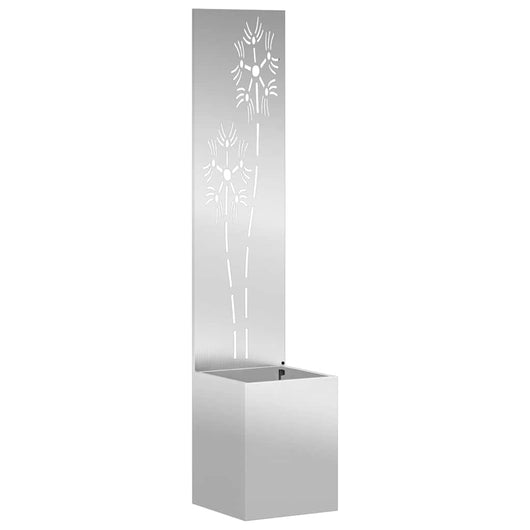 vidaXL Vaso da Giardino con Pannello Decorativo Argento 32 x 140 cm
