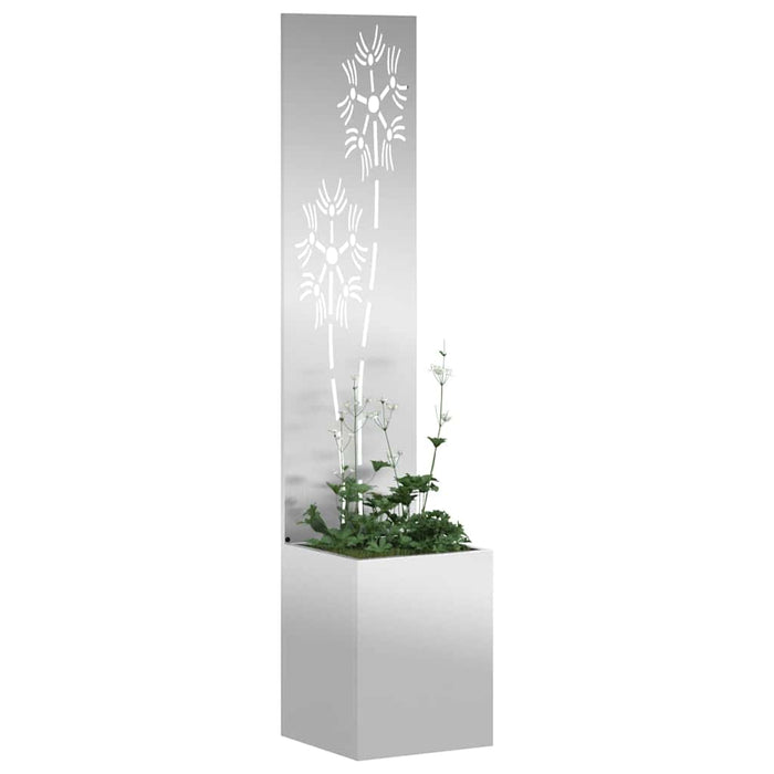 vidaXL Vaso da Giardino con Pannello Decorativo Argento 32 x 140 cm