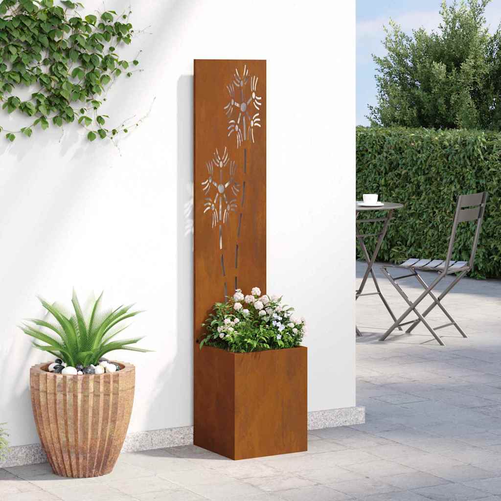 vidaXL Vaso da Giardino con Pannello Decorativo Ruggine 32 x 140 cm
