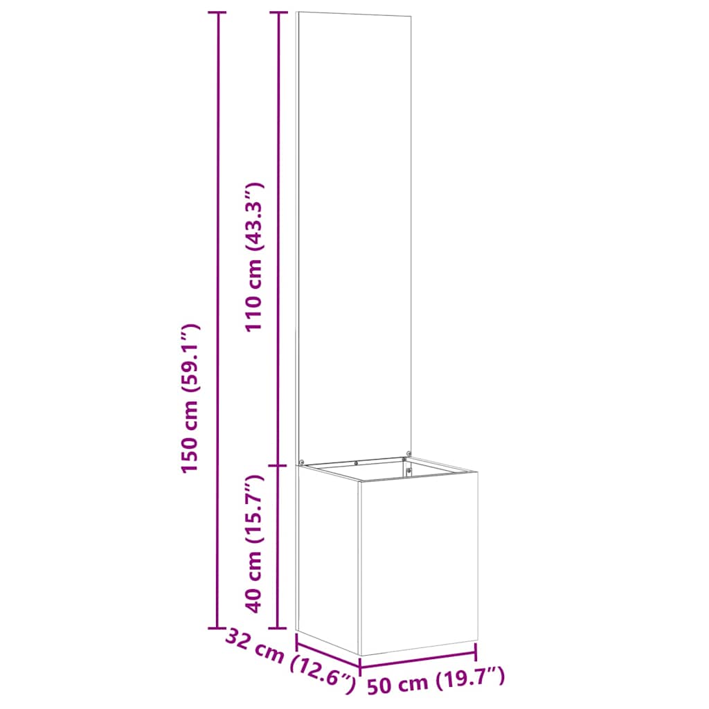 vidaXL Vaso da Giardino con Pannello Decorativo Antracite 32 x 140 cm
