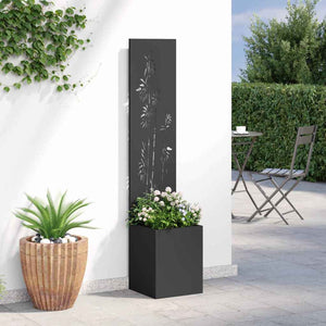 vidaXL Vaso da Giardino con Pannello Decorativo Nero 32 x 140 cm
