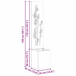 vidaXL Vaso da Giardino con Pannello Decorativo Nero 32 x 140 cm