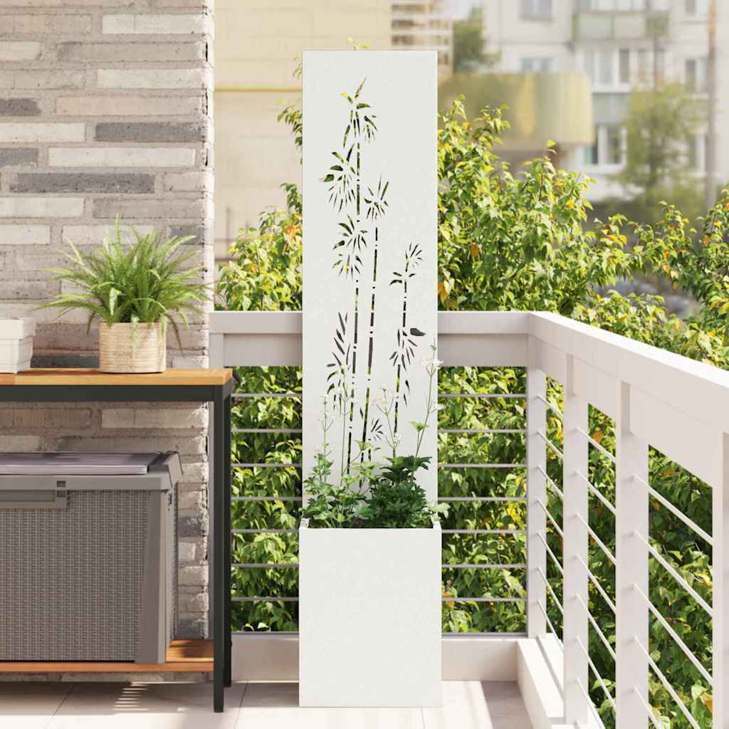 vidaXL Vaso da Giardino con Pannello Decorativo Bianco 32 x 140 cm