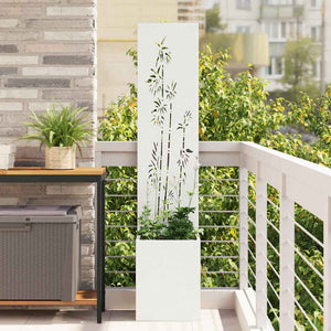 vidaXL Vaso da Giardino con Pannello Decorativo Bianco 32 x 140 cm