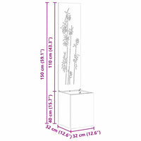 vidaXL Vaso da Giardino con Pannello Decorativo Bianco 32 x 140 cm